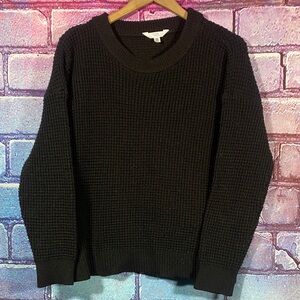 Time and Tru Waffle Knit Crewneck Sweater XXL Black